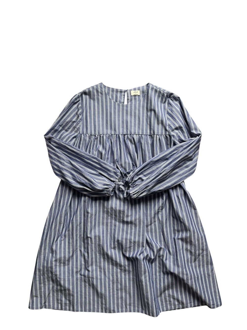 Wilfred Blue and White Striped Long Sleeve Smock Dress